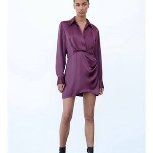 Zara Satin Effect Collared Dress